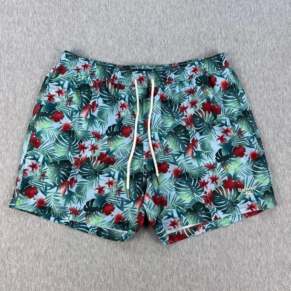 Barbour Swim Trunks Mens XL Blue Floral Tropical Beach 5